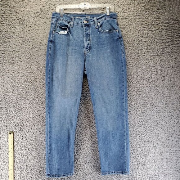 Old Navy Jeans Womens Size 12 Blue Sky-Hi Straight Button Fly Stretch Denim - Picture 1 of 12